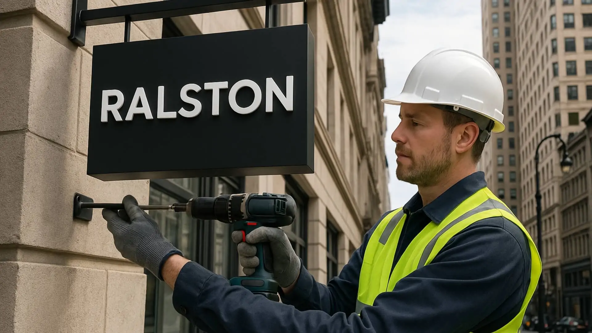 Blade sign installed for Ralstan Corp