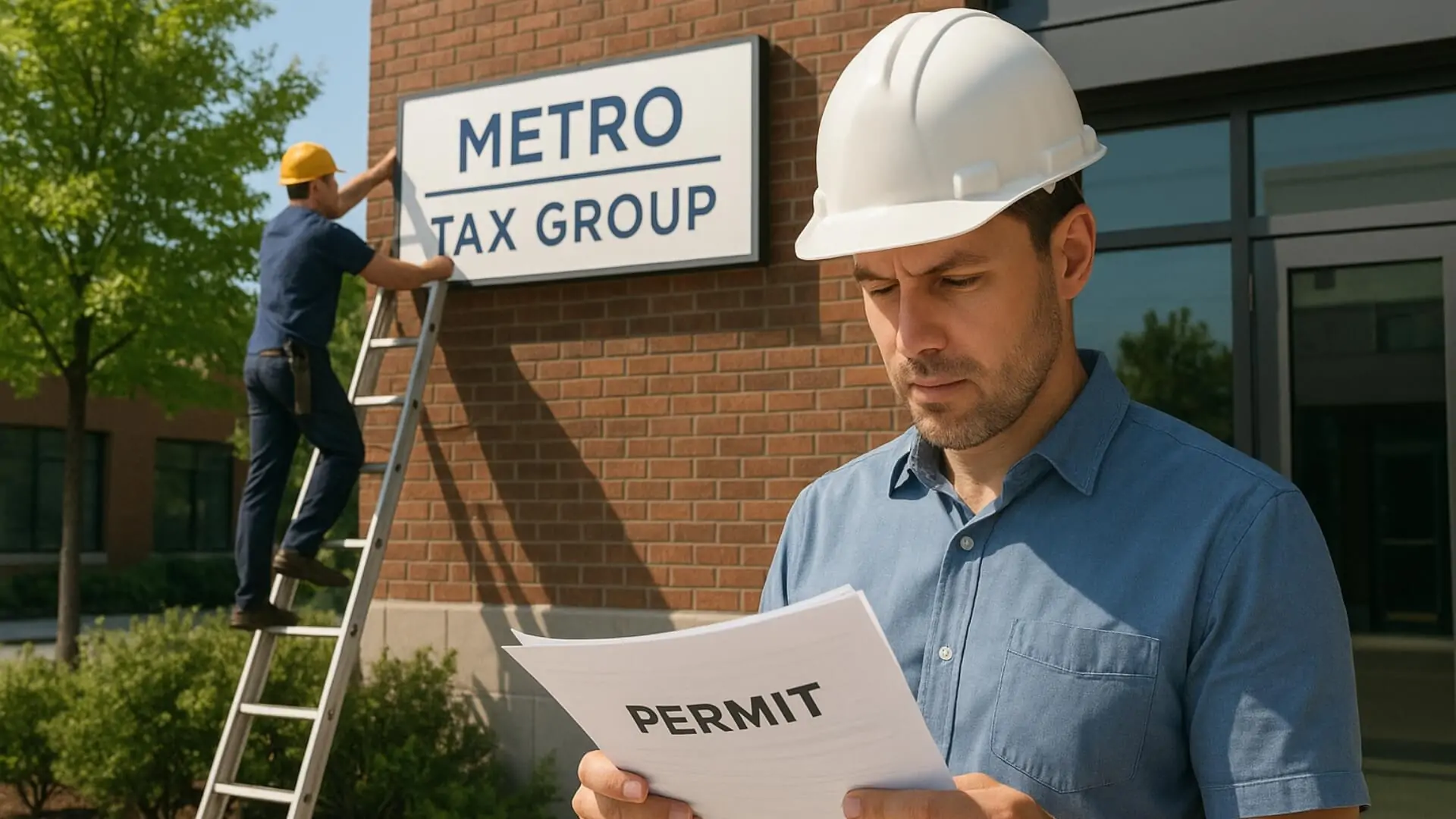 Permitted sign for Metro Tax Group